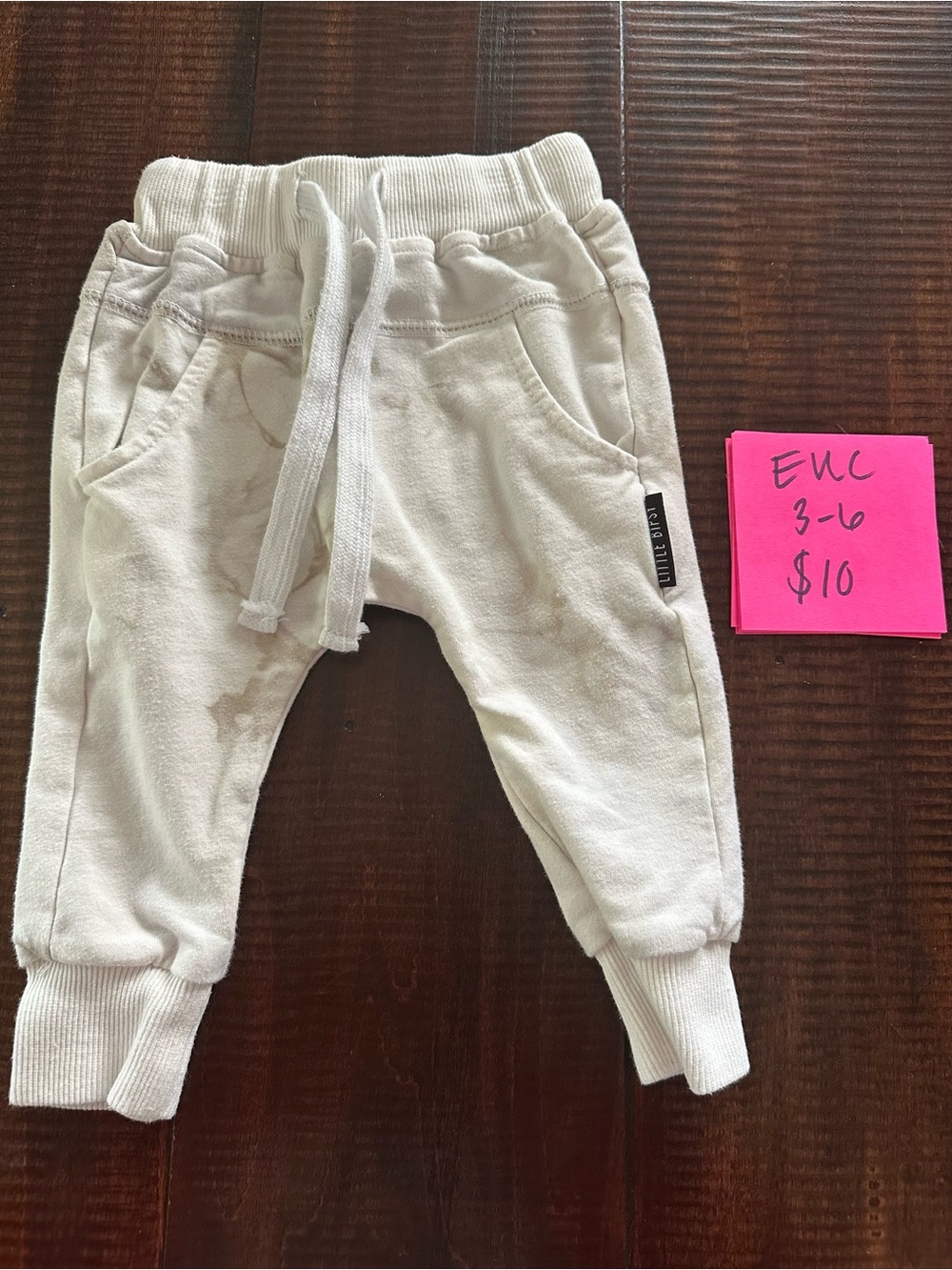 Little Bipsy Cream Kids Joggers with Drawstring